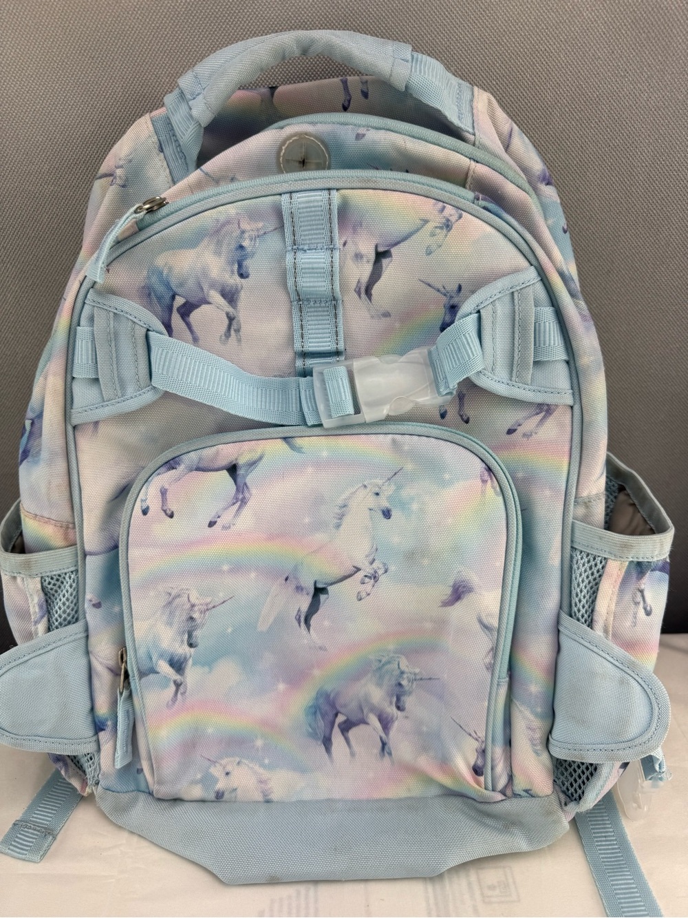 Pottery Barn Unicorn Kids Backpack - Light Blue